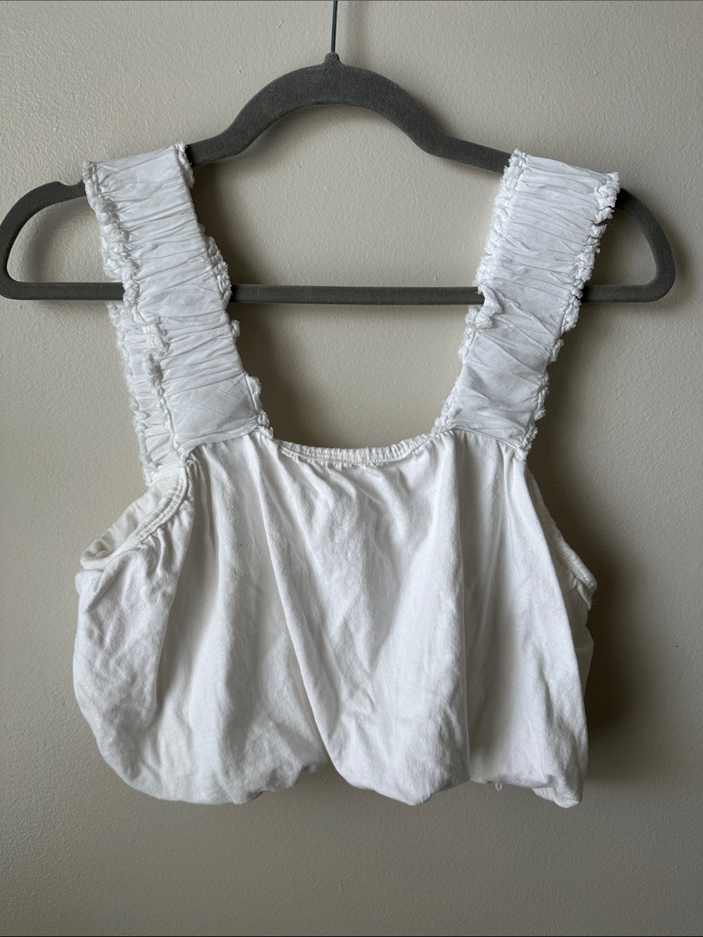 Free People White Ruffled Strap Crop Top - size small - Women